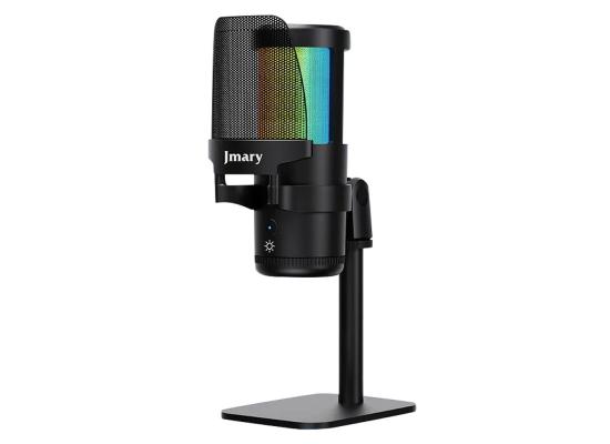 JMARY MC-PW13 Zero Latency Monitor Mic RGB Light Plug and Play Desktop Microphone - Black